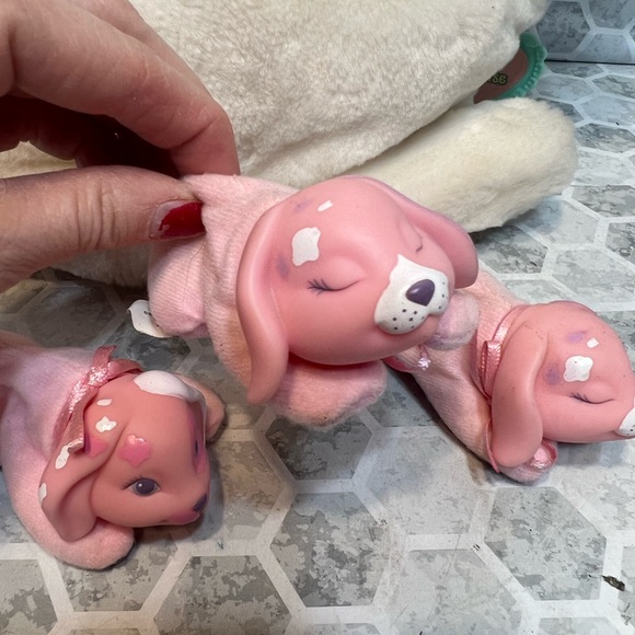 HASBRO 1992 BUNNY SURPRISE WHITE PURPLE  MOM & HER 3 BABIES WITH COLLAR - Picture 8 of 14